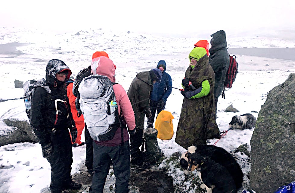 Sauesankarane var i utgangspunktet godt førebudde, men uheldige omstende førte til at dei måtte tilkalla hjelp for å koma seg ned frå fjellet. Under Ovaldsnuten i 1200 meters høgde, var det på fredagsnatta ekstreme vêrforhold. Og det var berre ein liten stein på storleik med ein Polo til å søka ly bakom.