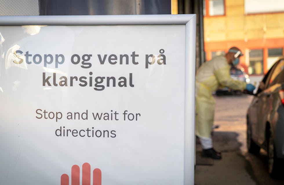 Koronatesting på Rommen i Oslo nyleg. Foto: Ole Berg-Rusten / NT
