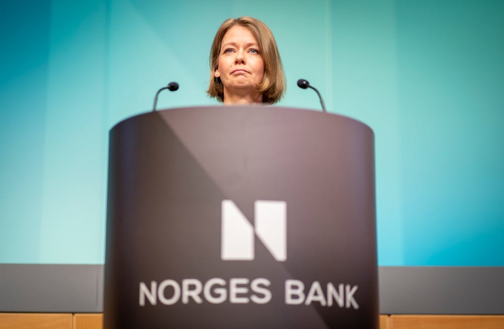 Styringsrenta blir sett opp ytterlegare 0,5 prosentpoeng til 2,25 prosent, varsla sentralbanksjef Ida Wolden Bache torsdag Arkivfoto: Heiko Junge / NTB / NPK