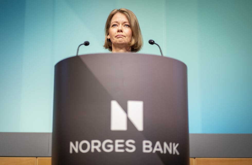 Styringsrenta blir sett opp ytterlegare 0,5 prosentpoeng til 2,25 prosent, varsla sentralbanksjef Ida Wolden Bache torsdag Arkivfoto: Heiko Junge / NTB / NPK