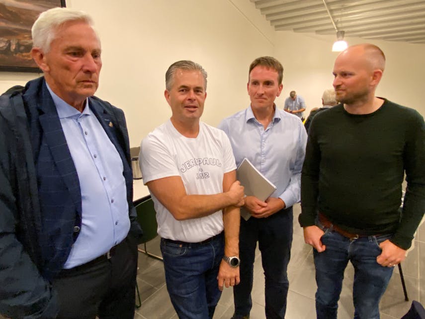 Forhandlingsleiarane, frå venstre Per Wathne (KrF), Rune Teikari (FrP), John Kristian Økland (H) og Ole Velde (Sp).
